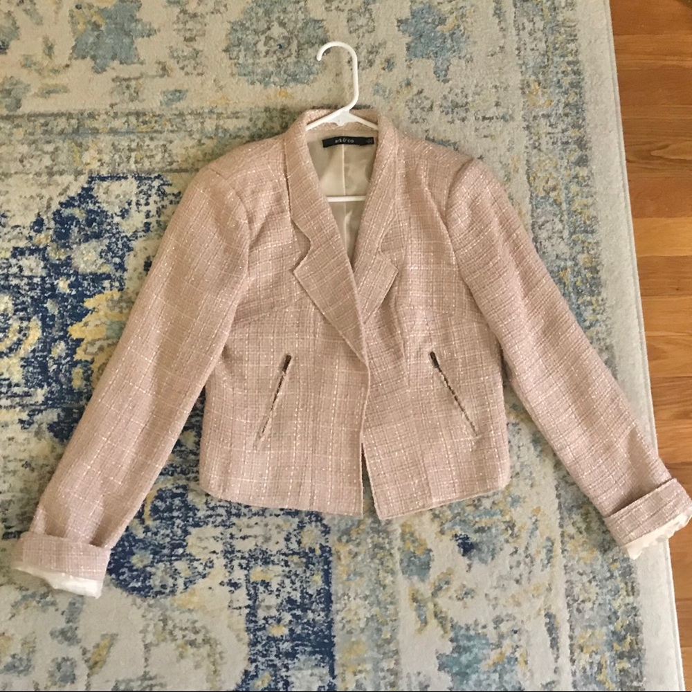 Ark & Co Pink & Cream Tweed Blazer